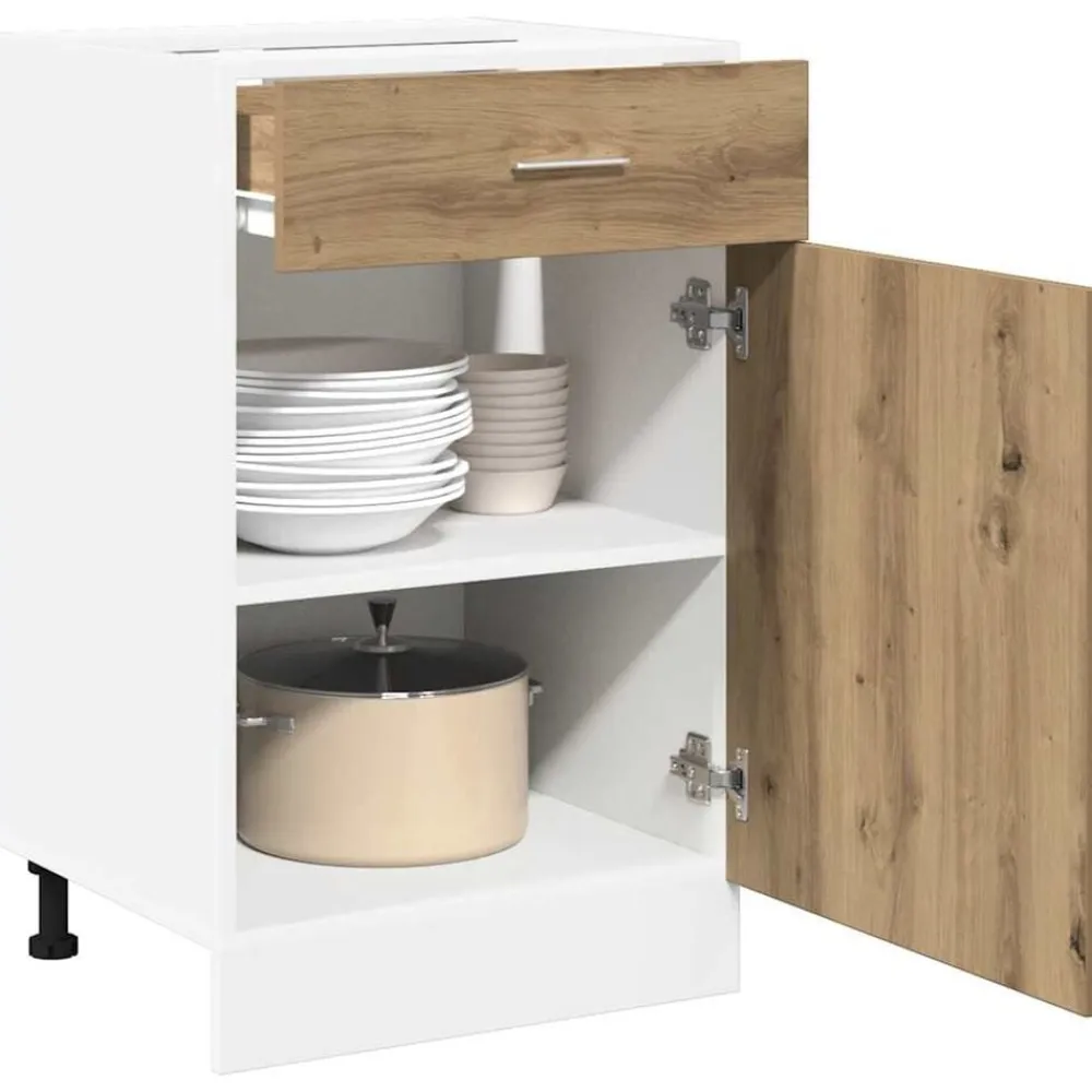 vidaXL Armarios Y Almacenamiento-Cajón bajo "Lyon" roble artesanal, 50x46x81,5 cm, madera de ingeniería