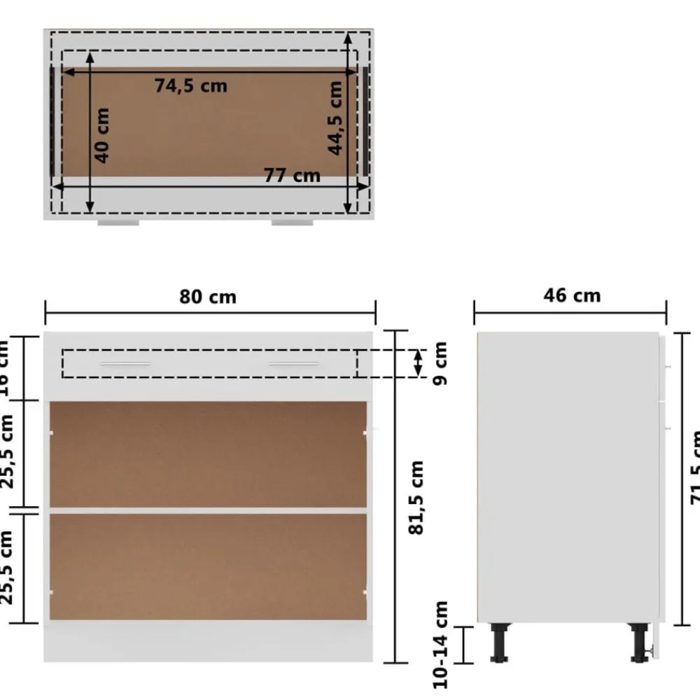 vidaXL Armarios Y Almacenamiento-Cajón inferior "Lyon" 80x46x81,5 cm Madera de ingeniería