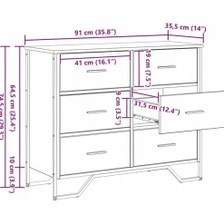 vidaXL Armarios Y Almacenamiento-Cajonera con cajón 2 pcs Roble artesanal 91 x 35,5 x 74,5 cm