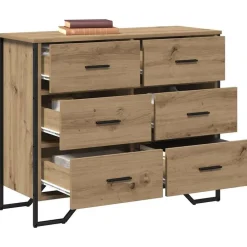 vidaXL Armarios Y Almacenamiento-Cajonera con cajón 2 pcs Roble artesanal 91 x 35,5 x 74,5 cm