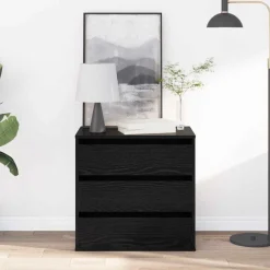 vidaXL Armarios Y Almacenamiento-Cajonera con cajón Negro 60 x 41 x 58 cm Madera de ingeniería