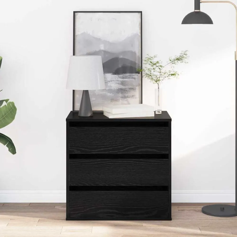 vidaXL Armarios Y Almacenamiento-Cajonera con cajón Negro 60 x 41 x 58 cm Madera de ingeniería