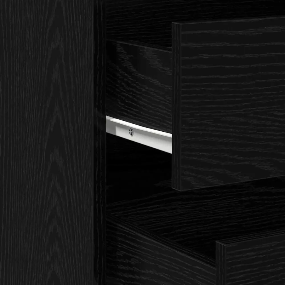 vidaXL Armarios Y Almacenamiento-Cajonera con cajón Negro 60 x 41 x 58 cm Madera de ingeniería