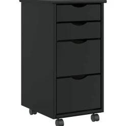 vidaXL Cajonera con ruedas MOSS madera maciza de pino Negro Outlet