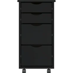 vidaXL Cajonera con ruedas MOSS madera maciza de pino Negro Outlet