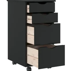 vidaXL Cajonera con ruedas MOSS madera maciza de pino Negro Outlet
