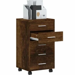 vidaXL Armarios Y Almacenamiento-Cajonera con ruedas madera contrachapada