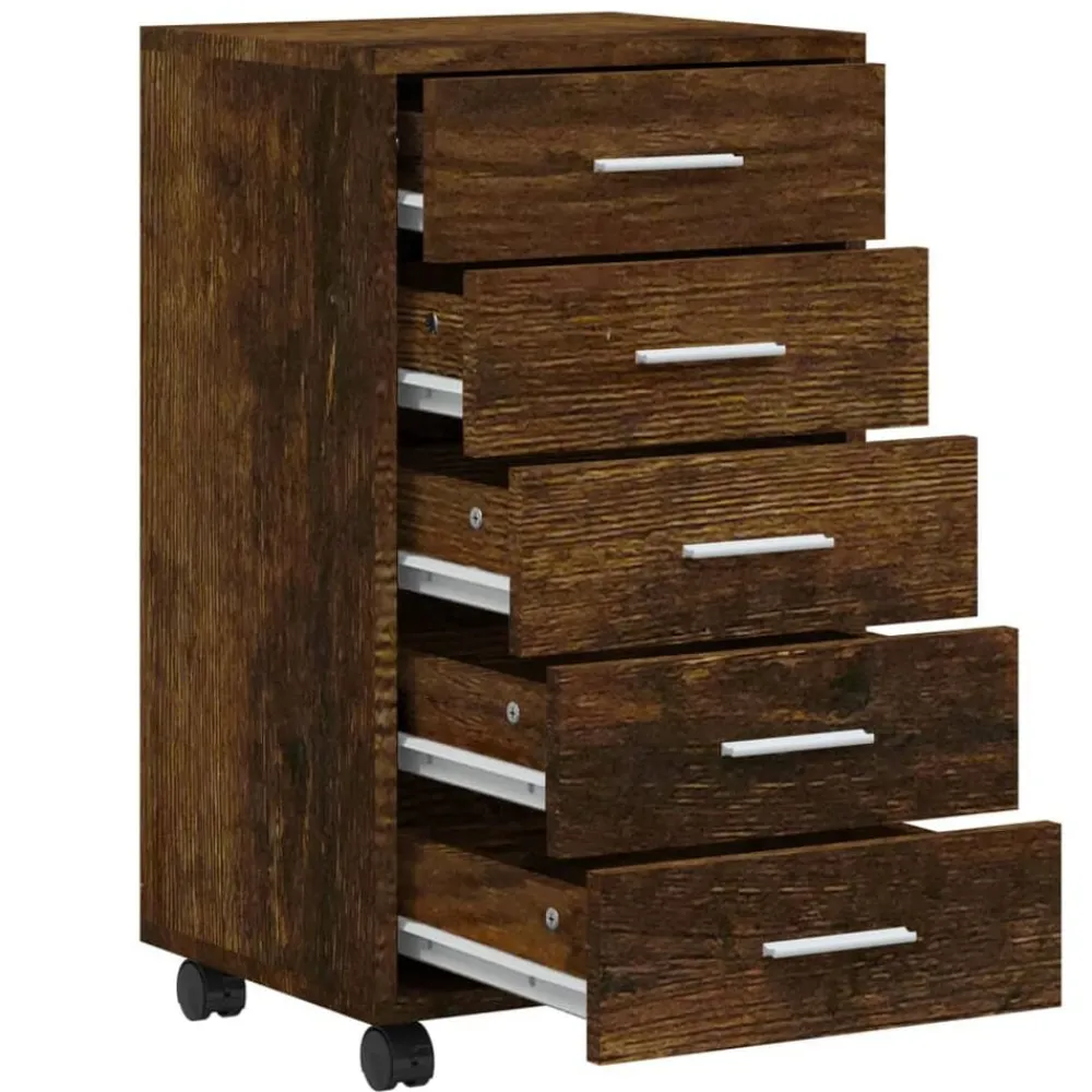 vidaXL Armarios Y Almacenamiento-Cajonera con ruedas madera contrachapada