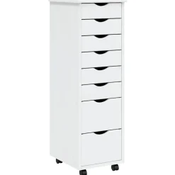 vidaXL Cajonera con ruedas MOSS madera maciza de pino Blanco Outlet