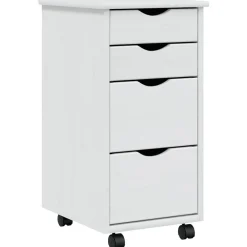 vidaXL Cajonera con ruedas MOSS madera maciza de pino Blanco Best