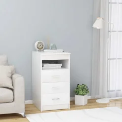 vidaXL Cajonera de madera contrachapada 40x50x76 cm Blanco Best