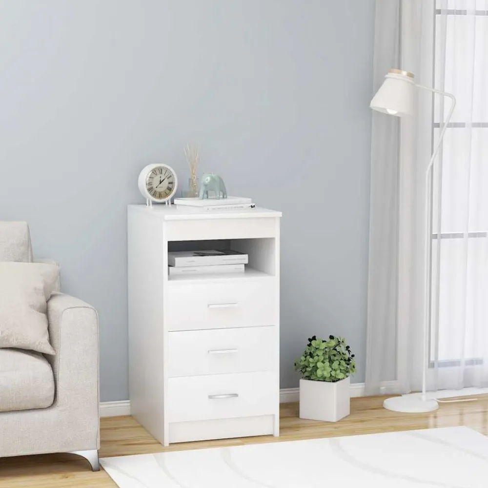 vidaXL Cajonera de madera contrachapada 40x50x76 cm Blanco Best
