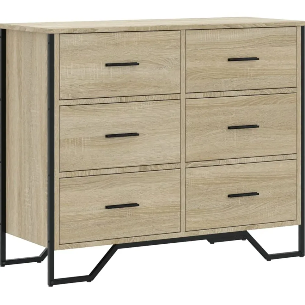 vidaXL Armarios Y Almacenamiento-Cajonera de madera de ingeniería 91x35,5x74,5 cm