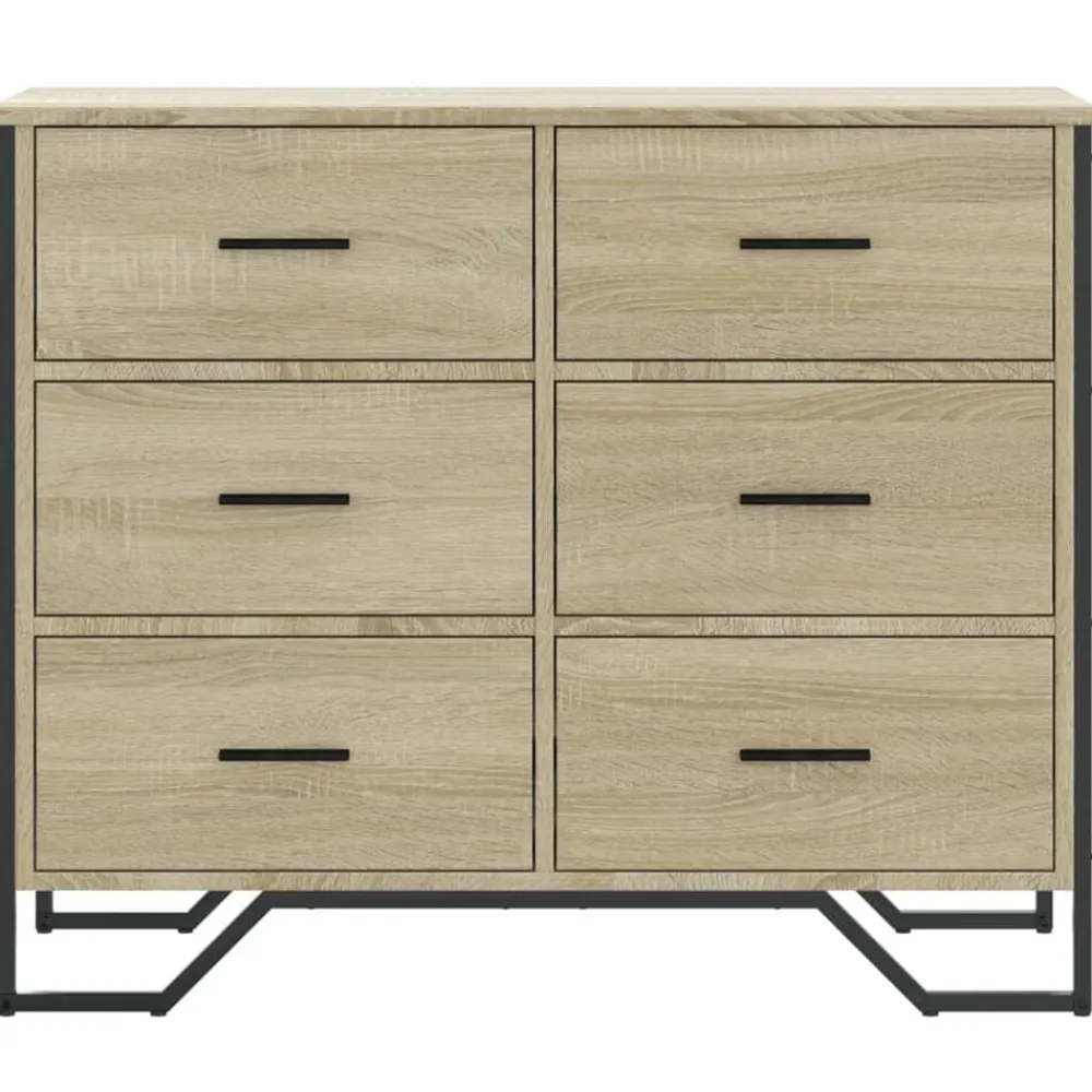 vidaXL Armarios Y Almacenamiento-Cajonera de madera de ingeniería 91x35,5x74,5 cm