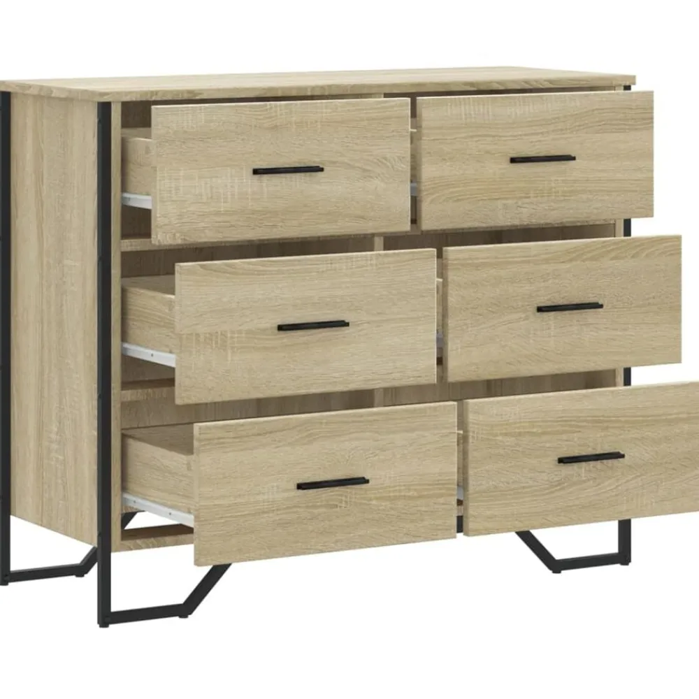 vidaXL Armarios Y Almacenamiento-Cajonera de madera de ingeniería 91x35,5x74,5 cm