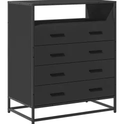 vidaXL Cajonera de madera contrachapada 70x41x83,5 cm Negro Online