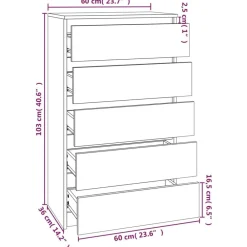 vidaXL Cajonera de madera contrachapada 60x36x103 cm Roble Sonoma Sale