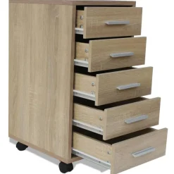 vidaXL Armarios Y Almacenamiento-Cajonera de oficina con ruedas 5 cajones color