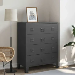 vidaXL Cajonera metálica de estilo industrial 78x40x93 cm Negro Clearance