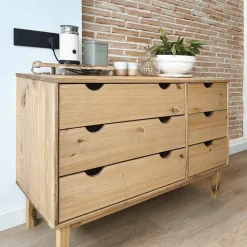 vidaXL Cajonera OTTA madera maciza de pino 111x43x73,5 cm Marr&oacute;n New