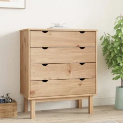 vidaXL Cajonera OTTA madera maciza de pino 76,5x39,5x90 cm Marr&oacute;n Outlet