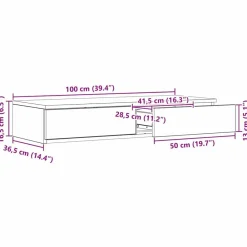 vidaXL Mesas-Cajones de cama 100 x 36,5 x 16,5 cm Madera de ingeniería