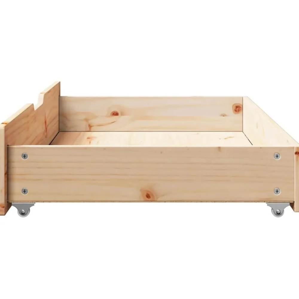vidaXL Cajones debajo de cama con ruedas 2 uds madera maciza de pino Natural Hot
