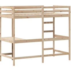 vidaXL Camas Y Accesorios-Cama alta con escritorio madera maciza de pino 100x200 cm