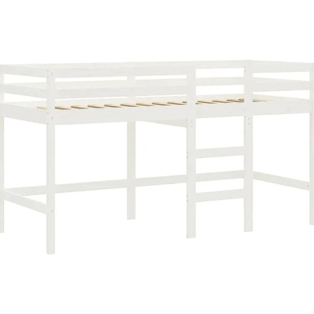 vidaXL Camas Y Accesorios-Cama alta para niños con cortinas madera pino azul 90x190 cm