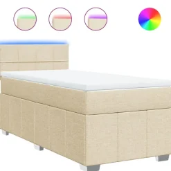 vidaXL Cama box spring con colchón tela color 80x200 cm Crema Best