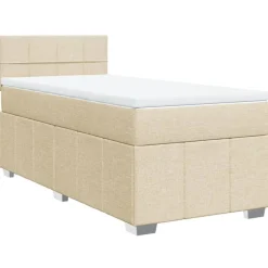 vidaXL Cama box spring con colchón tela color 80x200 cm Crema Best