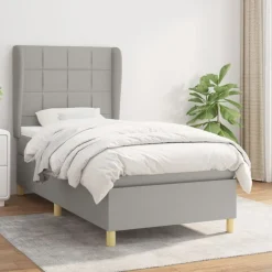 vidaXL Cama box spring con colchón tela 80x200 cm Gris claro Hot