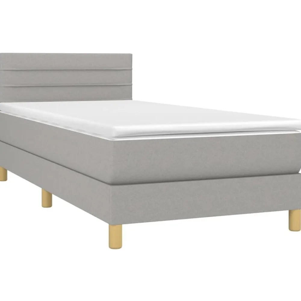 vidaXL Cama box spring con colchón tela y LED 80x200 cm Gris claro Clearance