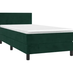 vidaXL Cama box spring colchón y LED terciopelo 80x200 cm Verde oscuro Online