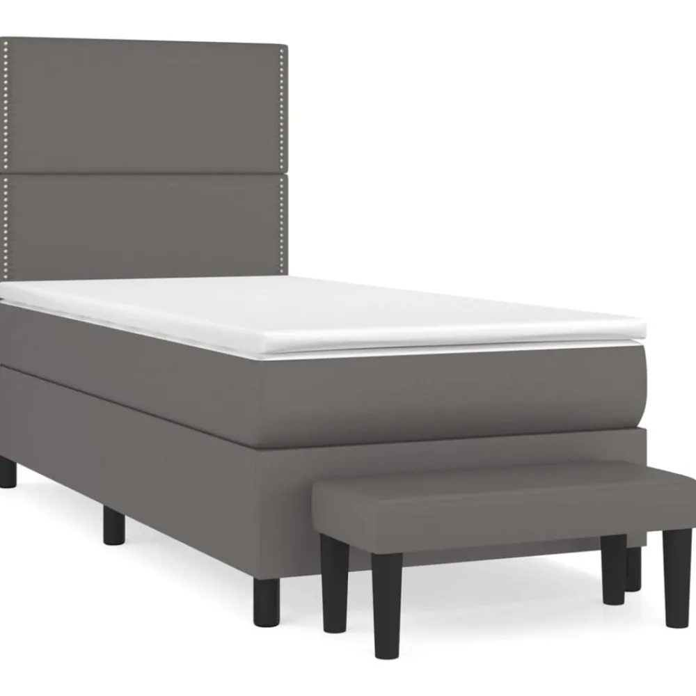 vidaXL Camas Y Accesorios-Cama box spring con colchón cuero sintético 90x190 cm