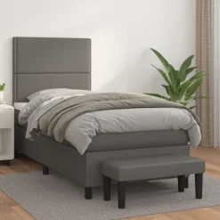 vidaXL Camas Y Accesorios-Cama box spring con colchón cuero sintético 90x190 cm