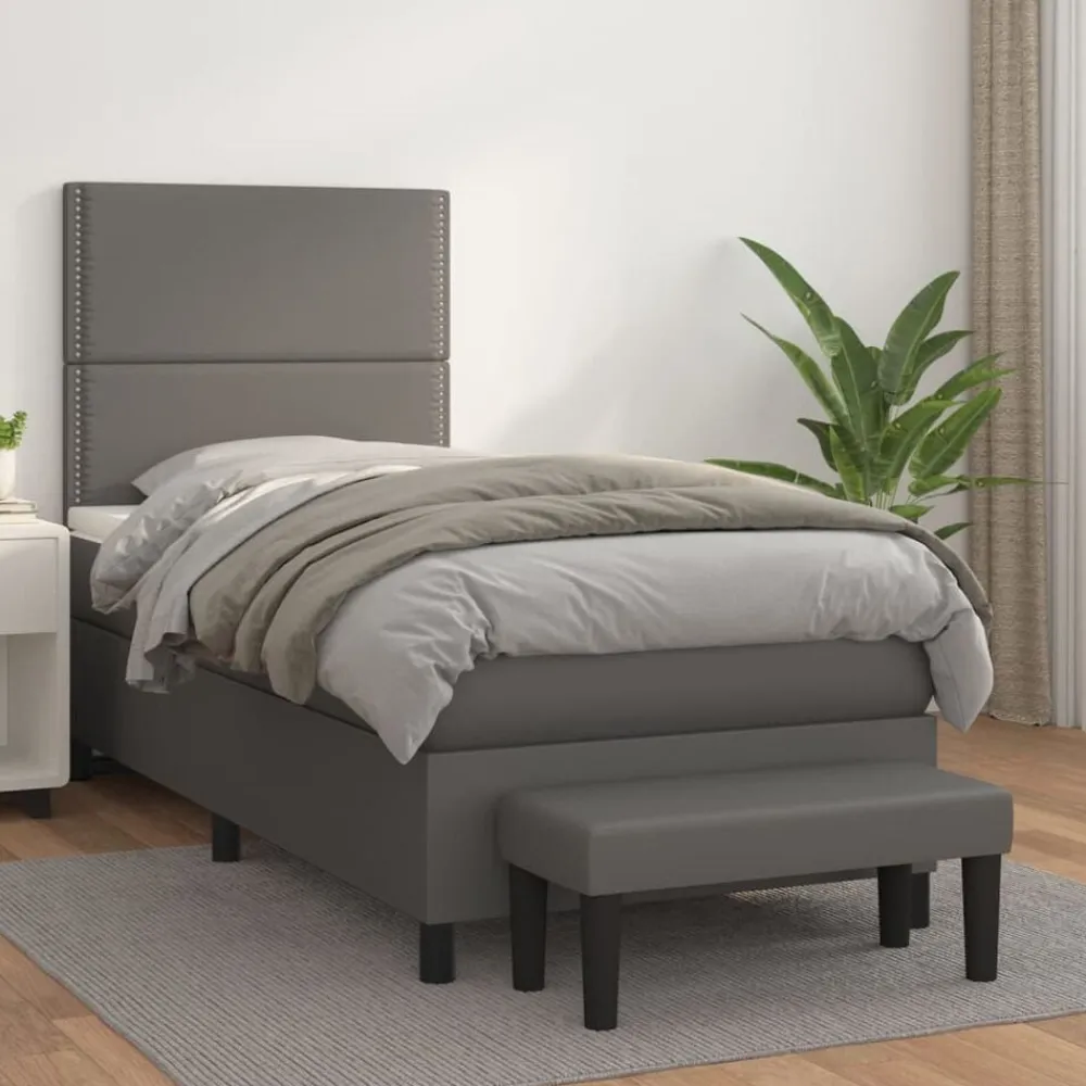 vidaXL Camas Y Accesorios-Cama box spring con colchón cuero sintético 90x190 cm
