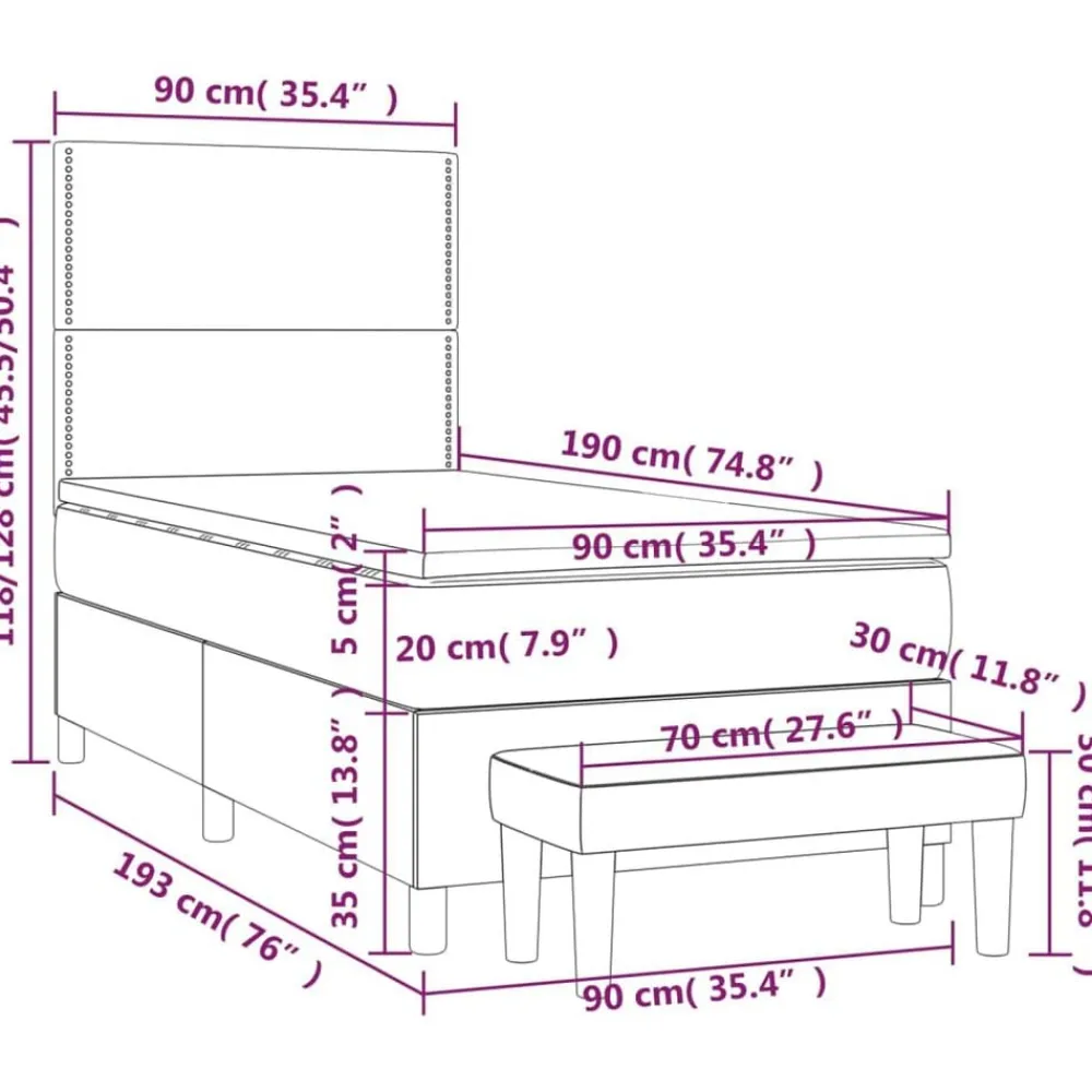 vidaXL Camas Y Accesorios-Cama box spring con colchón cuero sintético 90x190 cm