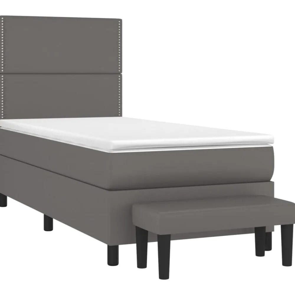 vidaXL Camas Y Accesorios-Cama box spring con colchón cuero sintético 90x190 cm