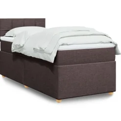 vidaXL Camas Y Accesorios-Cama box spring con colchón tela marrón oscuro 80x200 cm