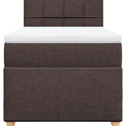 vidaXL Camas Y Accesorios-Cama box spring con colchón tela marrón oscuro 80x200 cm