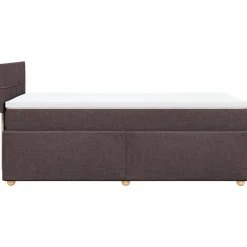 vidaXL Camas Y Accesorios-Cama box spring con colchón tela marrón oscuro 80x200 cm