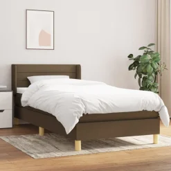 vidaXL Cama box spring con colchón tela marrón oscuro 80x200 cm Marr&oacute;n oscuro New