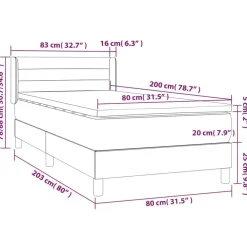 vidaXL Cama box spring con colchón tela marrón oscuro 80x200 cm Marrón oscuro New