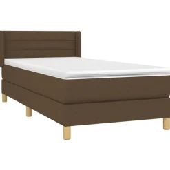 vidaXL Cama box spring con colchón tela marrón oscuro 80x200 cm Marrón oscuro New