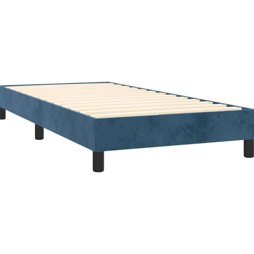 vidaXL Cama box spring colchón y LED terciopelo 80x200 cm Azul oscuro Discount