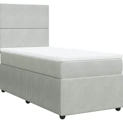 vidaXL Cama box spring con colchón terciopelo 80x200 cm Gris claro Best