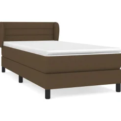 vidaXL Camas Y Accesorios-Cama box spring con colchón tela marrón oscuro 80x200 cm