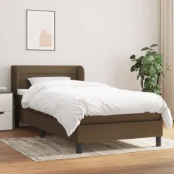 vidaXL Camas Y Accesorios-Cama box spring con colchón tela marrón oscuro 80x200 cm