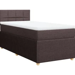vidaXL Camas Y Accesorios-Cama box spring con colchón tela marrón oscuro 80x200 cm
